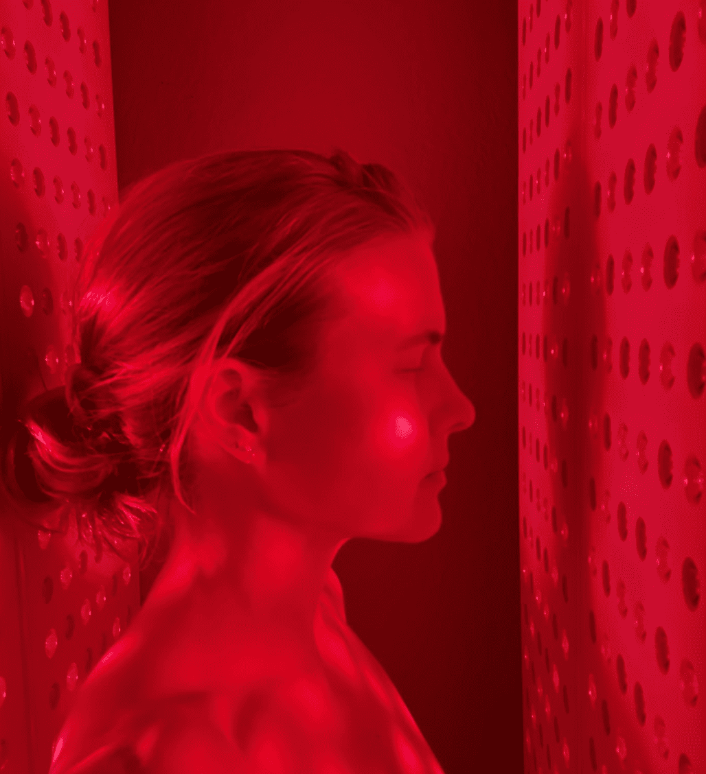 KB Middelton in her Sunlighten infrared sauna at home
